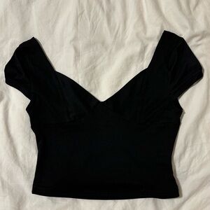 black sweatheart top